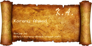 Koreny Ahmed névjegykártya